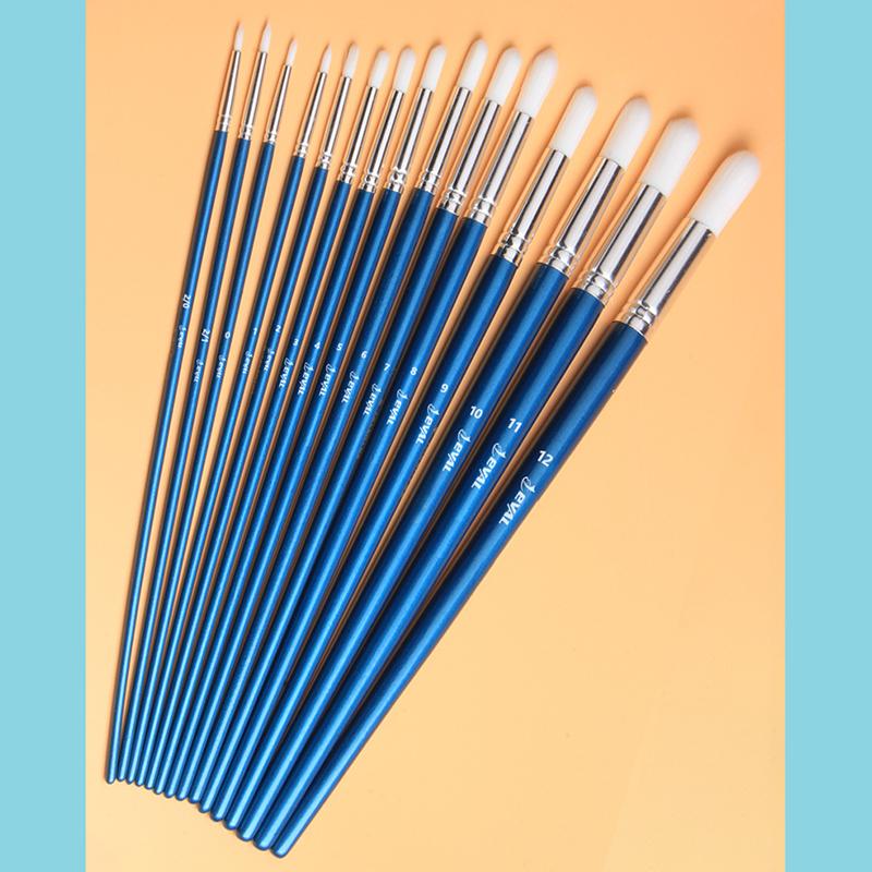 JOWOART 15-teiliges weißes Nylonhaar-Aquarellpinsel, Birkenholz, lange Stange, zum Malen, für Kunst, Malerei, runder Kopf, Gouachepinsel, Künstlerwerkzeug