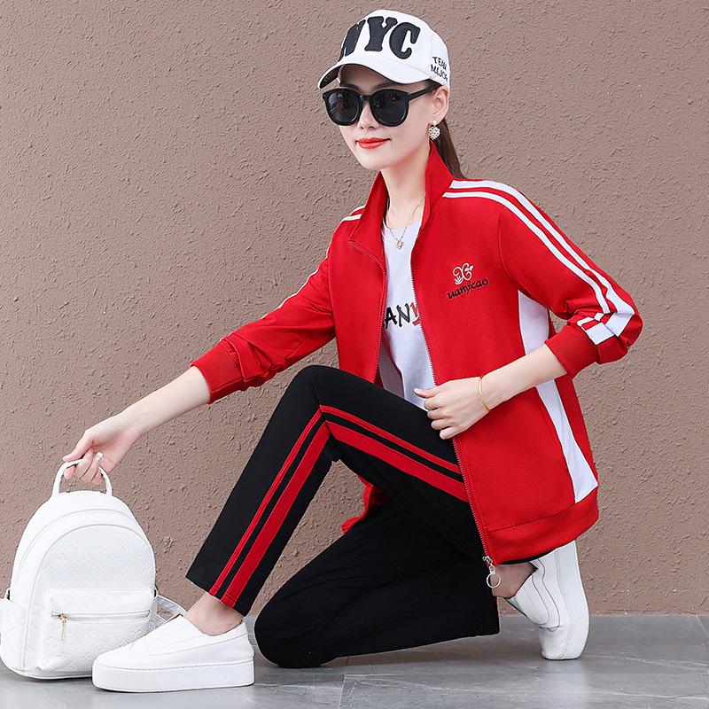 

Женский повседневный спортивный костюм-тройка из чистого хлопка на весну/осень 2024 года L