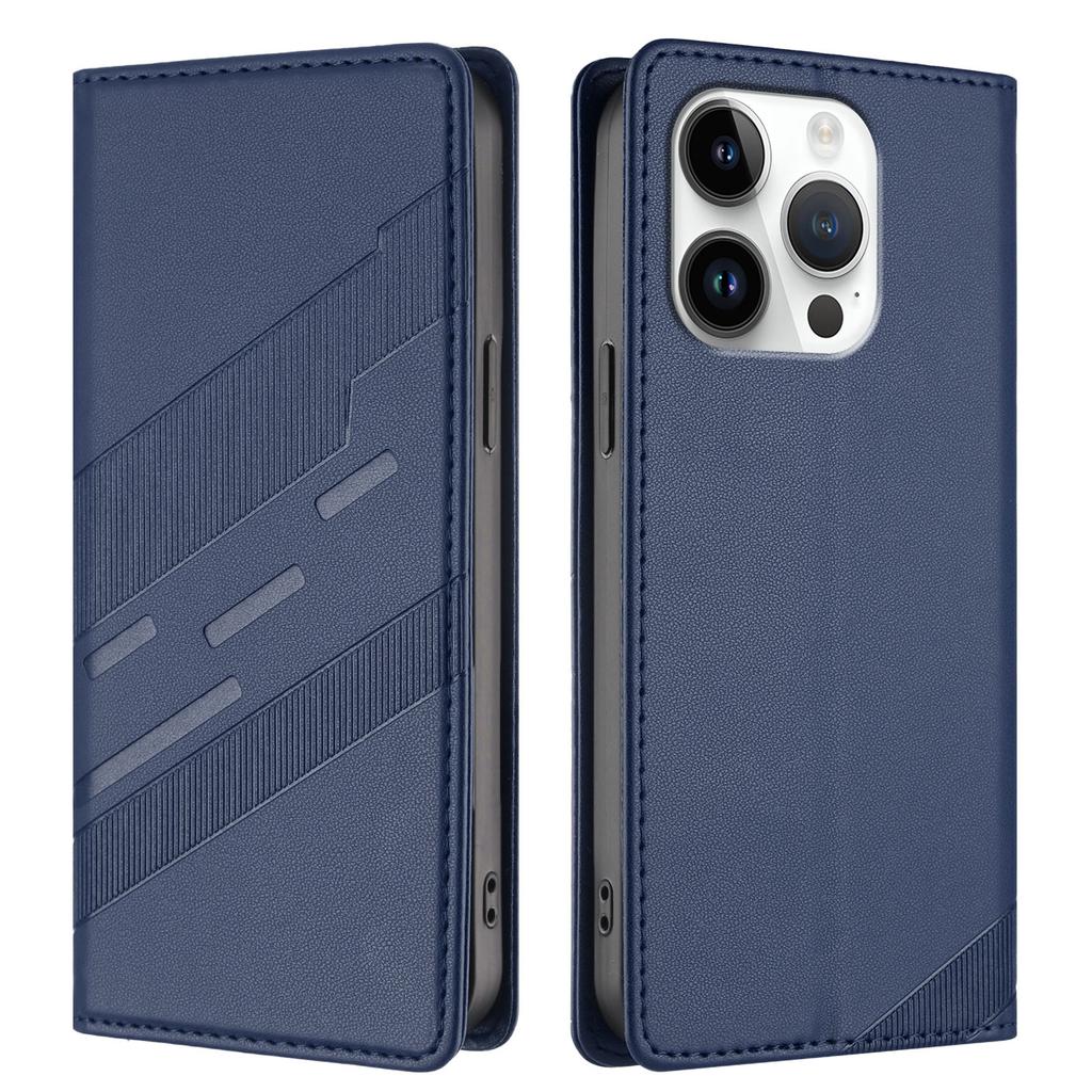 Für iPhone 16 Pro Handyhüllen Punk-Stil Geprägtes Wallet-Ständer Ledercover