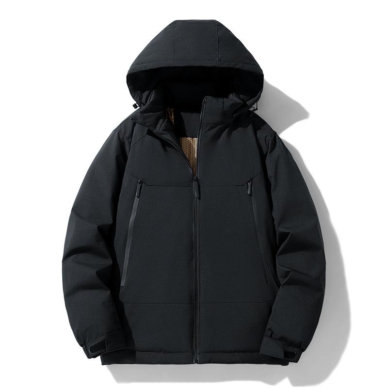 

Couple cotton-padded men s thickened jacket sports casual warm hooded winter jacket graphene cotton clothes M чорний