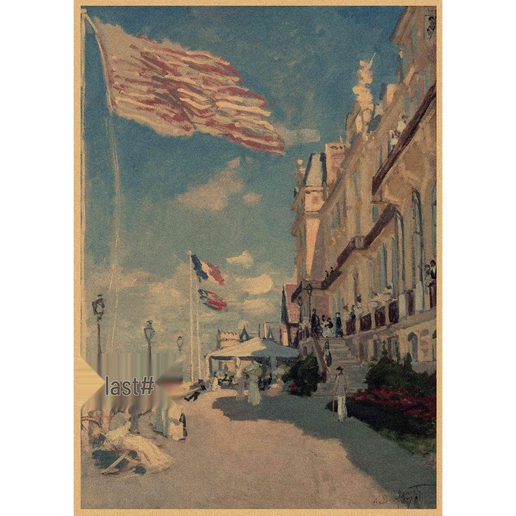 Monet Oil Painting Retro Kraft Paper Poster for Restaurant, Bar, Cafe Wall Decor
