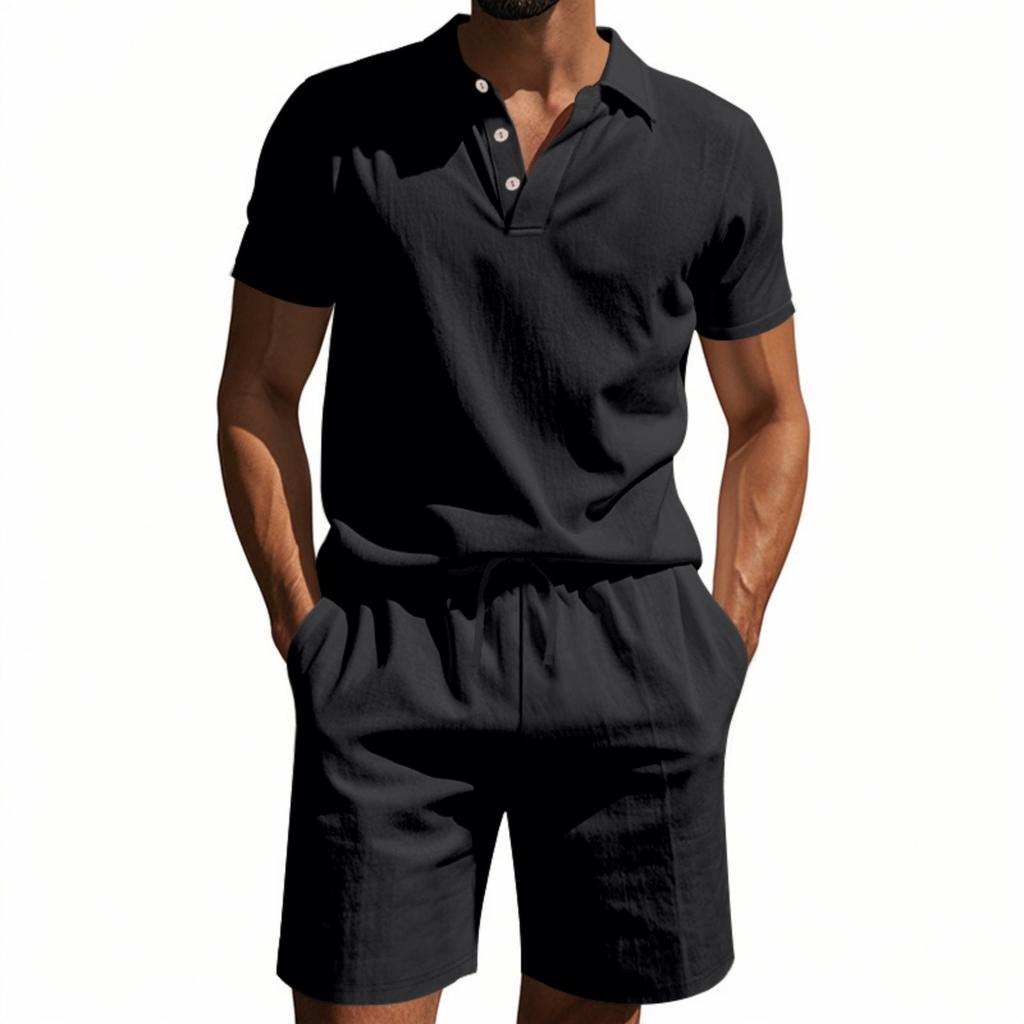 Men's 2 Pieces Linen Set Summer Beach Outfits Casual Short Sleeve Shirts And  Vacation Shorts