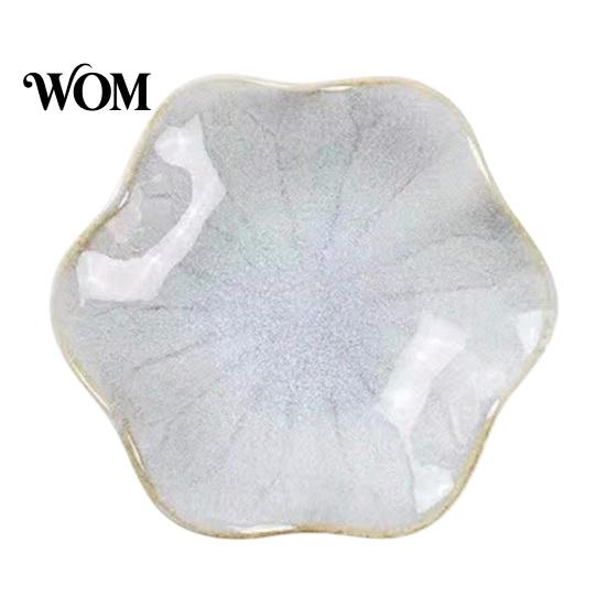 Ceramic Dipping Dish Soy Sauce Plate, Lotus Leaf Design, High-Temperature Fired Home Decorative Unique Texture Jewelry Holder, for Vinegar Snack Small