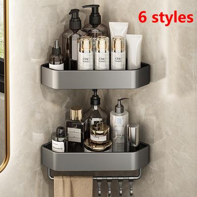 Badezimmerzubehör, 2/3/4-lagiger Handtuchhalter, Aufbewahrung von Toilettenartikeln, Badezimmerregal, graue Wandmontage, Toilettenraum, Aluminium