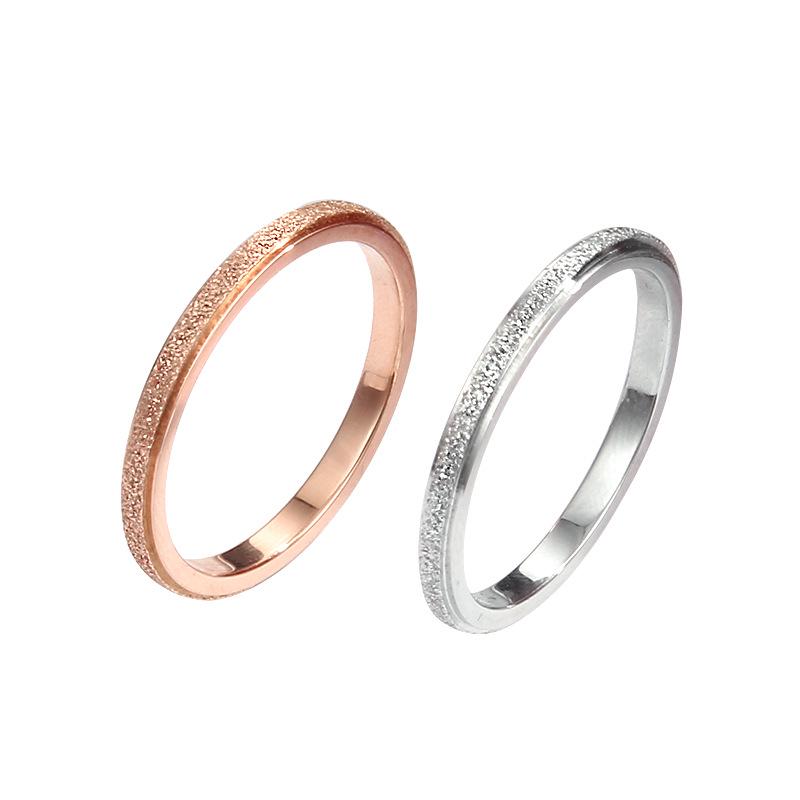 Rose Gold Titanium Steel Sandblasted Rings for Couples - Women's Fashion Jewelry