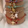 New Chinese Dopamine Color Rope Bracelet Dot Diamond Pentagram Cross Necklace 18K Gold