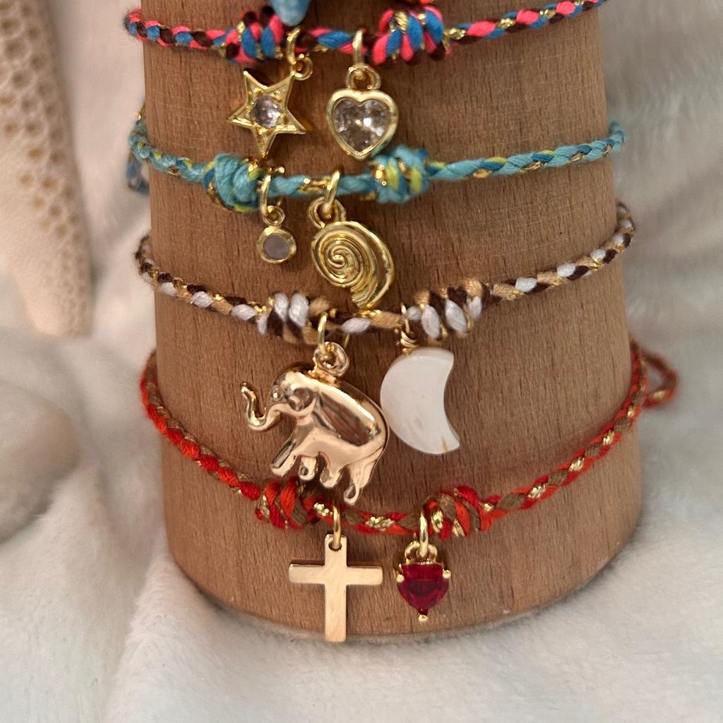 New Chinese Dopamine Color Rope Bracelet Dot Diamond Pentagram Cross Necklace 18K Gold