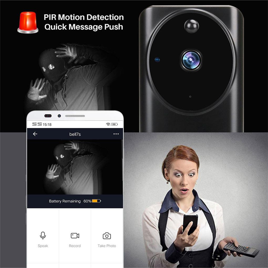 Visual Doorbell WiFi Wireless Smart Door Bell Phone Remote Video Home Alarm Door Chime, Bell with Receiver