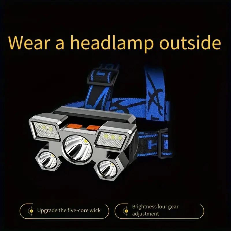 1PC Ultra Bright Headlights with Durable Rechargeable Batteries, Suitable for Camping, Running, and Outdoor Adventures