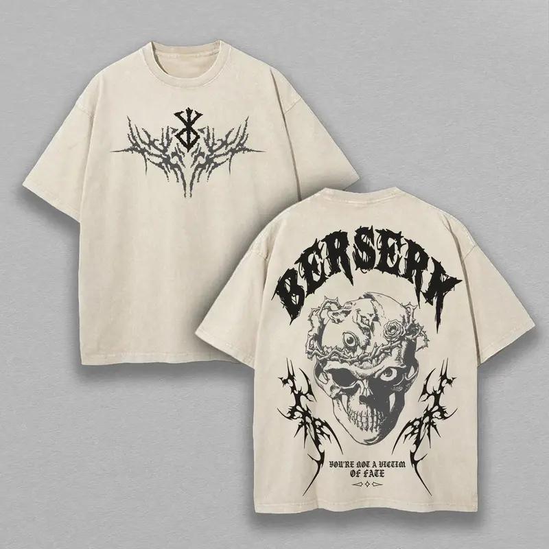 

Футболка с принтом аниме Berserk Гатс Мужская Женская Стиранный Хлопок Футболки Манга Винтажная Футболка Харадзюку Мужская Свободная Футболка с Коротким Рукавом S