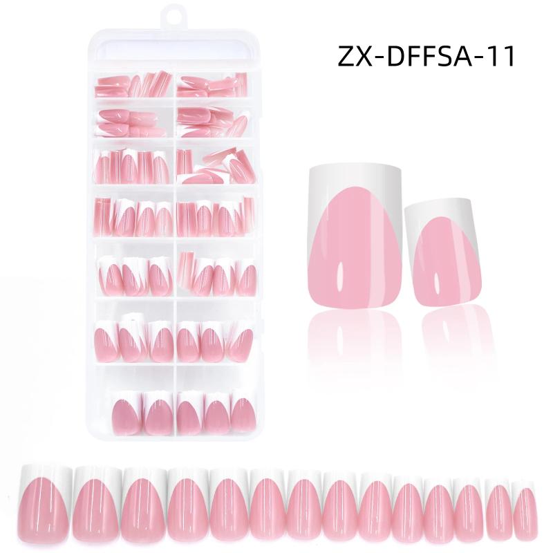 14 Sizes Extra Short Square Matte French Press On Nails 140Pcs Nude Pink Soft Gel Full Cover Nail Tips