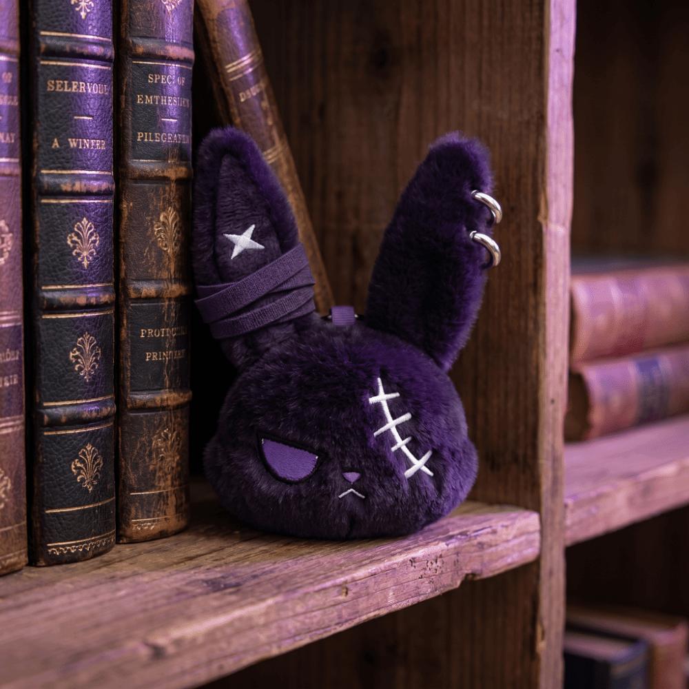Gothic Wounded Rabbit Keyring Hoop Earrings Cute Furry Bag Pendant Gift For Women
