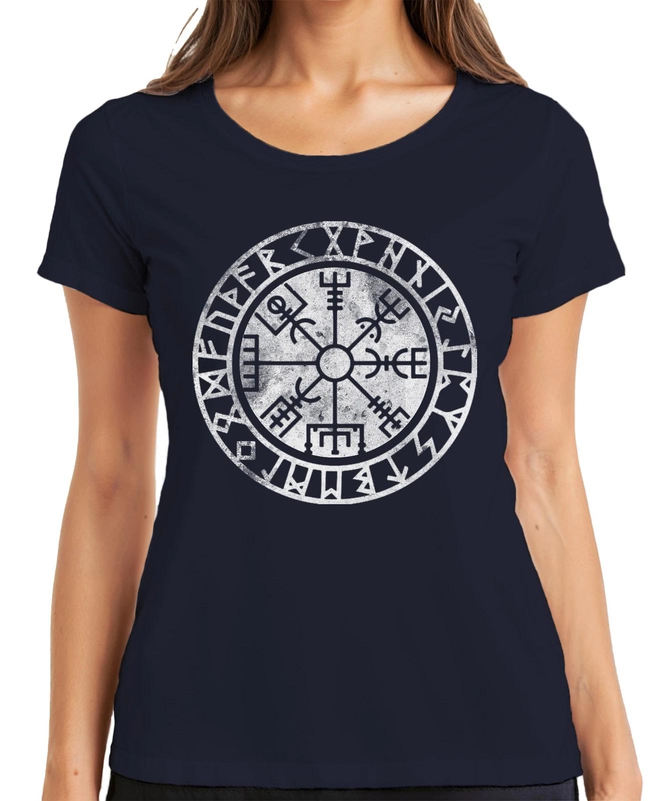 Vegvisir Wikinger Kompass Nordisch Runenkreis Schutzsymbol North Damen T-Shirt XXXXL