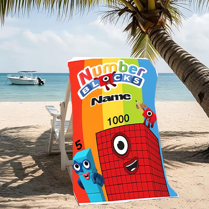 Customizable personalized beach towels Numberblocks themed designs.Suitable for the beach, yoga, sports;ideal as beach accessories