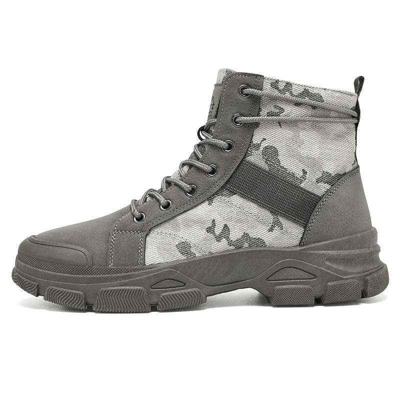 Herren Camouflage High Top Arbeitsstiefel Bequeme Sneaker Outdoor Wanderschuhe Dicke Sohle Rutschfest Langlebig Schnürstiefel Plateau-Stiefel