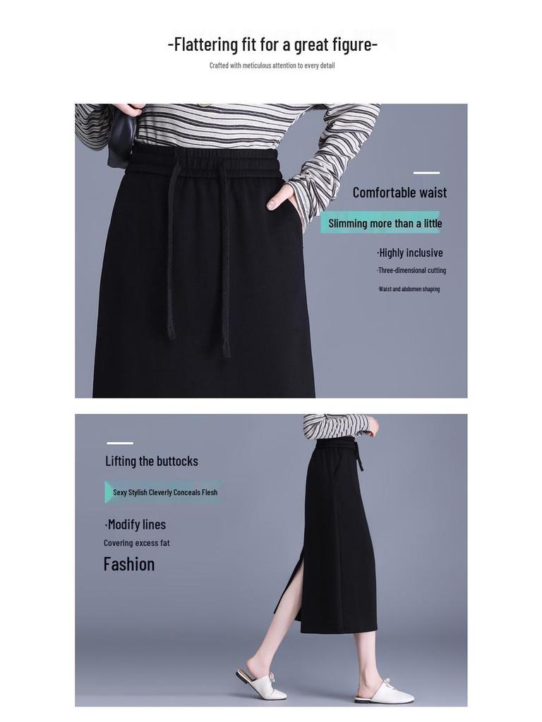 Drapey Commute Slimming Black Pencil Midi Skirt - Spring 2026 Collection