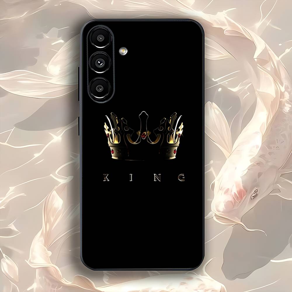 

KING Queen Crown ART For Samsung Galaxy A73,52,32,71,41,53,31,72,22,5G,J7,Note,8,9 Soft Black Dust-proof Cover SamsungA13 5G