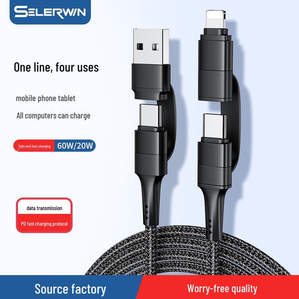 PD Two-in-One Braided Fast Charging Cable for Apple & Huawei