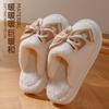 Sweet Creative Bow Cotton Slippers Autumn and Winter Home Indoor Non-slip Warm Plush Girl Heart Girl