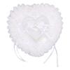 Coussin Porte-Alliance Blanc Élégant en Forme de Cœur avec Nœud pour Accessoires de Mariage