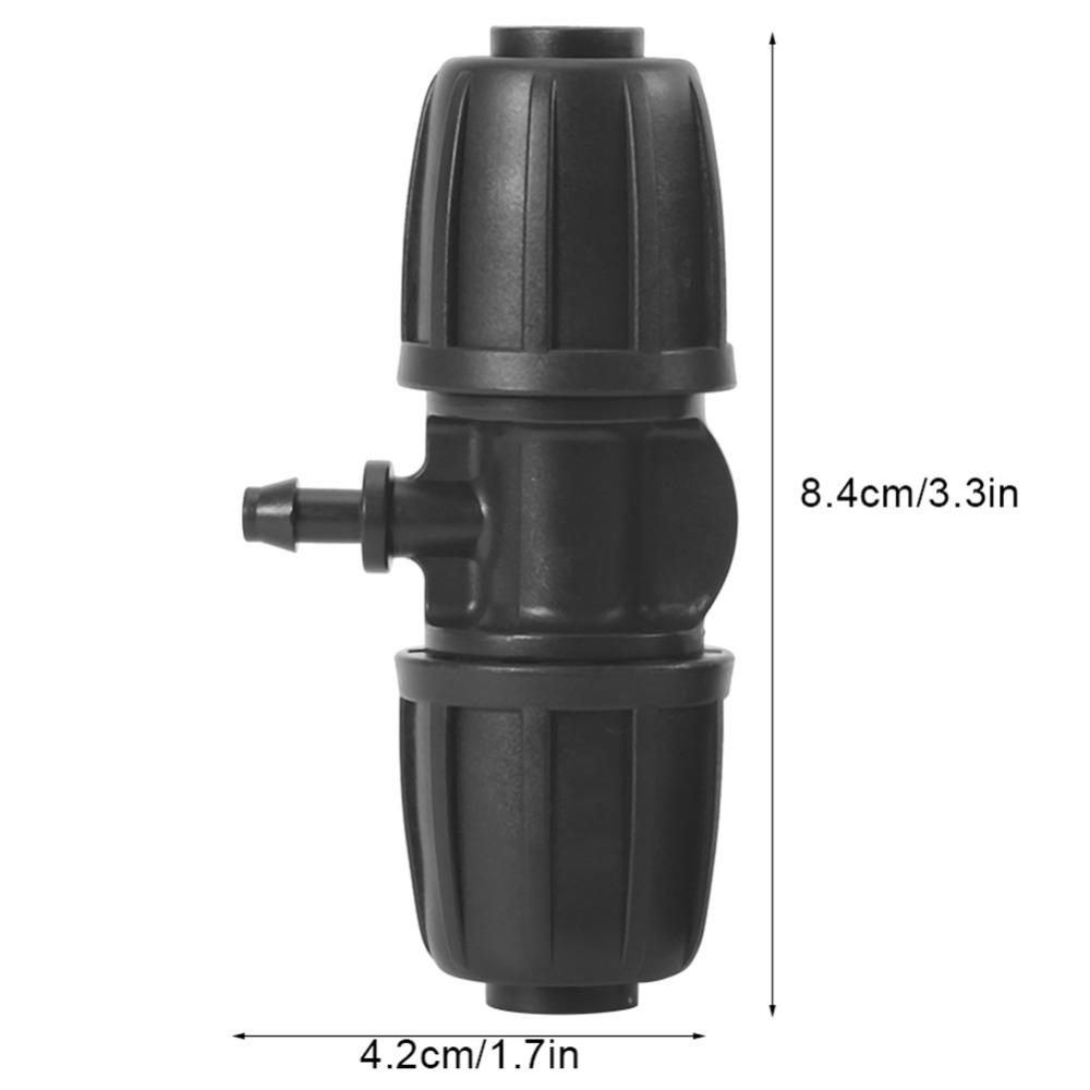 25PCS Black Lock Barbed Tee Connector POM 16mm To 4/7mm Tee Connector Greenhouse Watering