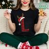 Christmas Reindeer Alphabet TShirt Family Matching Outfits for Parents Kids Couple Xmas Party Holiday Vacation T-shirts Gift