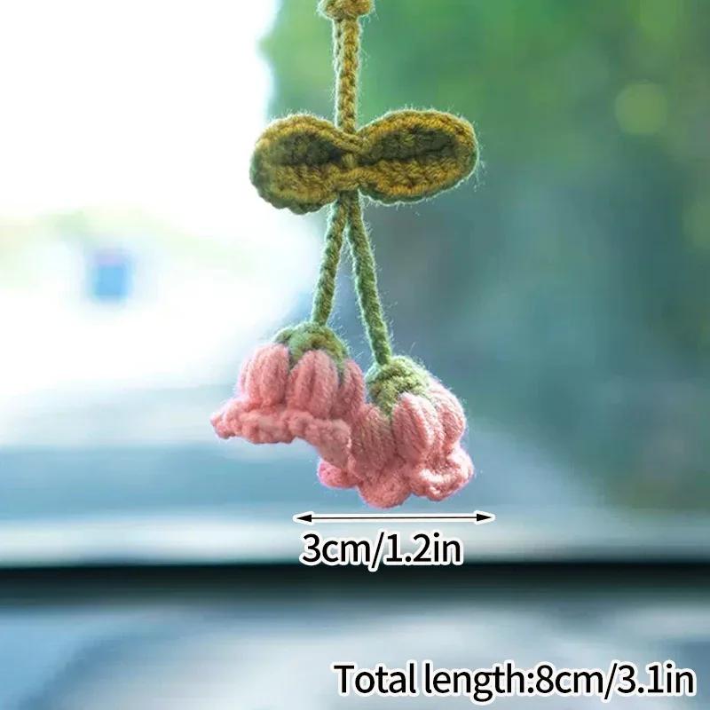 Crochet Flowers Woven Flowers Pendant Car Interior Hanging Decoration Hand Knitted Bags Decoration Handmade Key Pendants Household Decoration