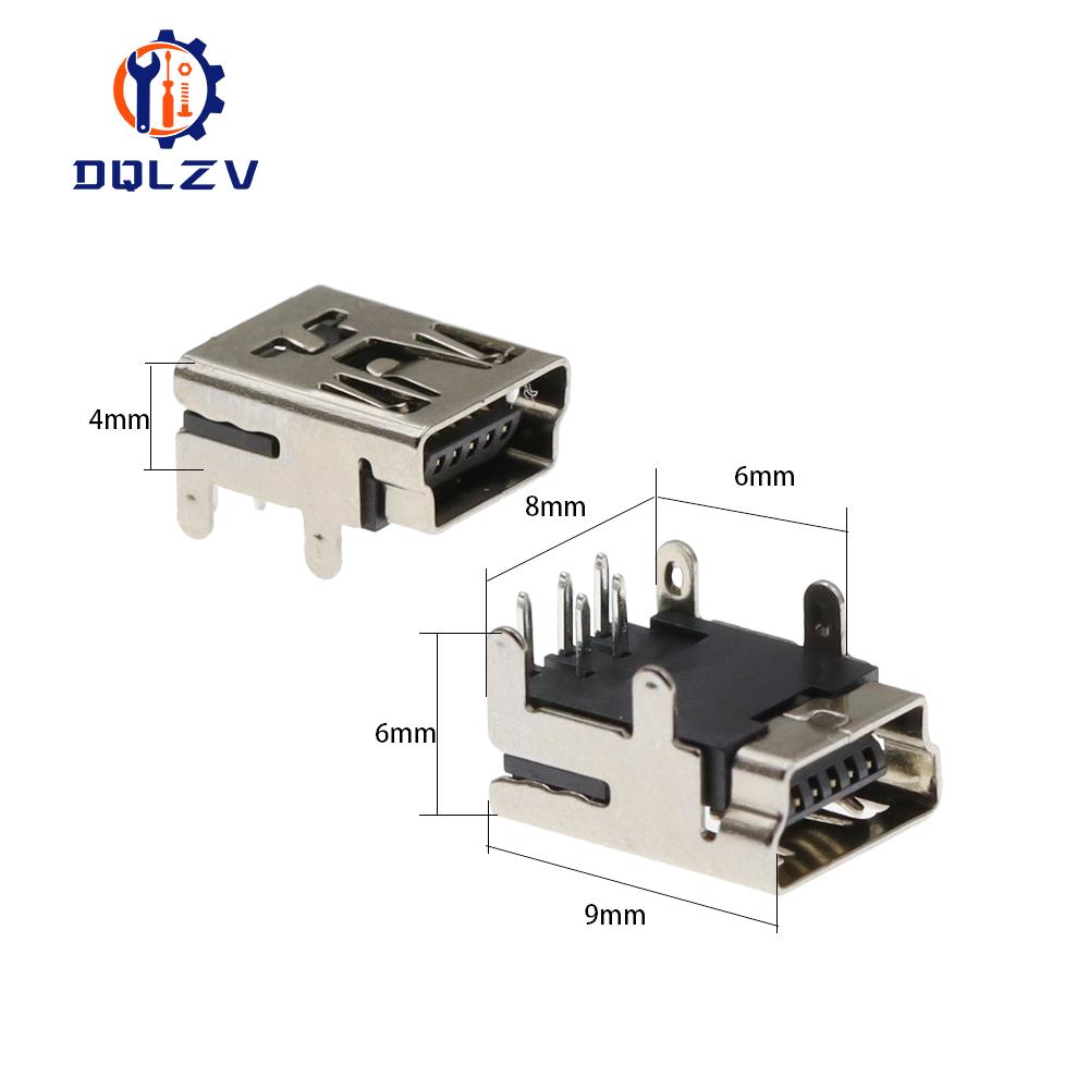 Mini USB Type B 5Pin Female Socket Right Angle DIP Jack Connector Dip