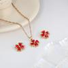 Korean Style Four-Leaf Clover Luxury Pendant Necklace & Earrings Set for Women - Elegant, High-End, Versatile Clavicle Chain.