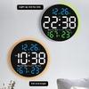 6672 Multifunctional Wall Clock Night Light Temperature Humidity Display Silent Electronic Clock