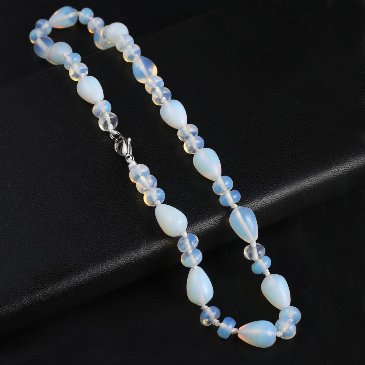 

Женское ожерелье из натурального камня с опалом, нерегулярные бусины, подвески для подарка на день рождения, длина 45 см 45cm