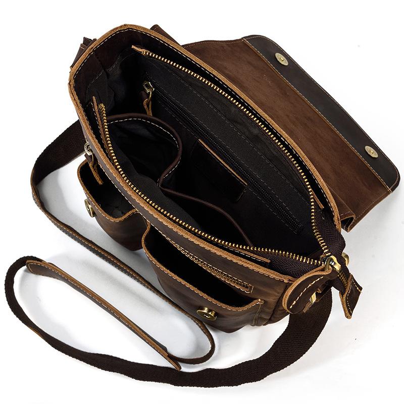Leather Shoulder Bag Flip Crazy Horse Leather Messenger Bag First Layer Cowhide Shoulder Bag Spring And Summer Leisure