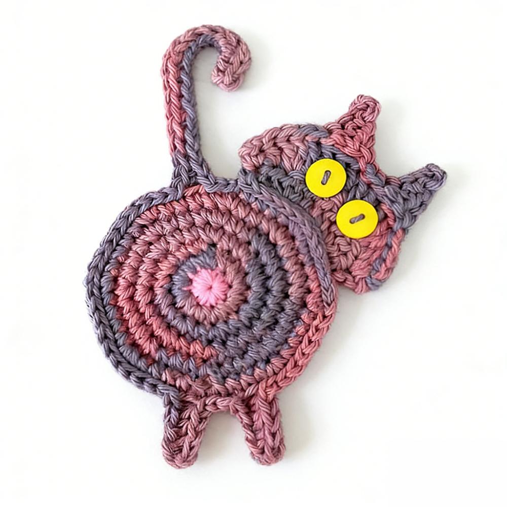 

Cute Cat Butt Coasters Knitted Heat-Resistant Crochet Drink Mat Easy To Clean High Temperature Resistant Cute Cat Coasters