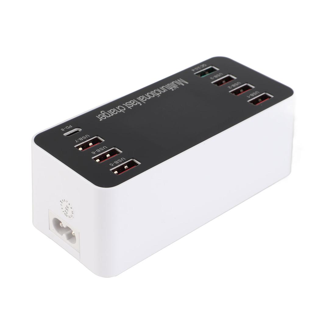 USB Charging Hub Charger Station 8 Ports Desktop Wall with LCD Display for Smart Phone TabletEU