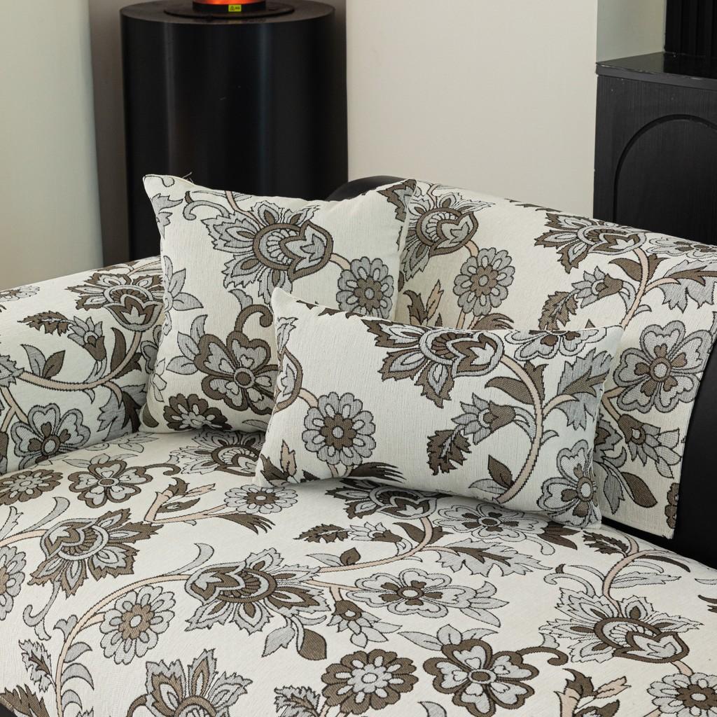 Floral Pattern Chenille Sofa Cover Durable Dustproof Non-Slip Chair Pad Wear-resistant Machine Washable Furniture Protector