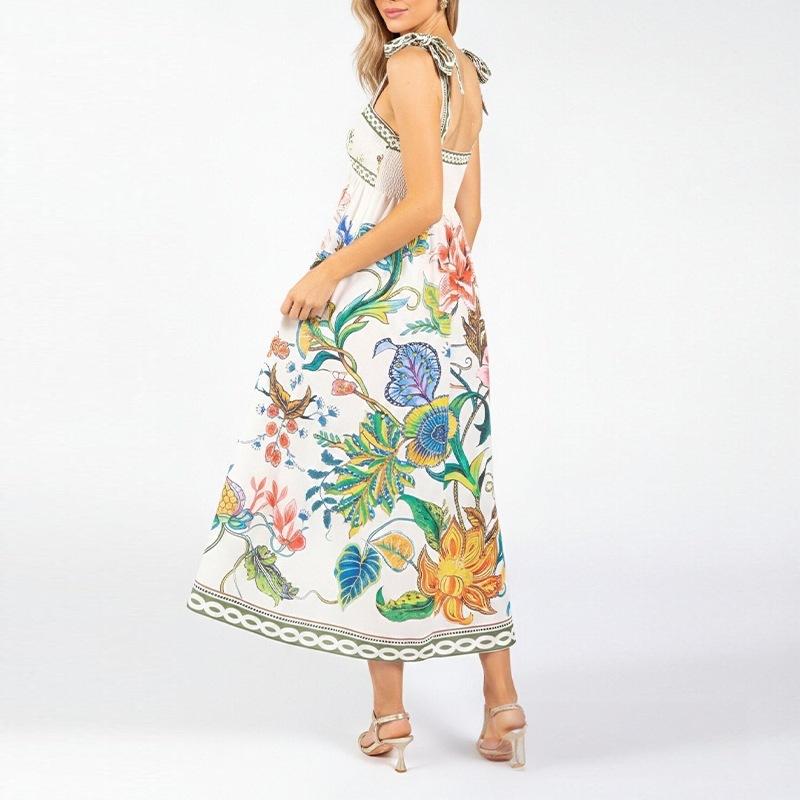 Modisches Digitaldruckkleid für Damen Neues Sommer-Urlaubskleid für Damen Elegantes A-Linien-Kleid Damen Vintage Trägerlanges Maxikleid
