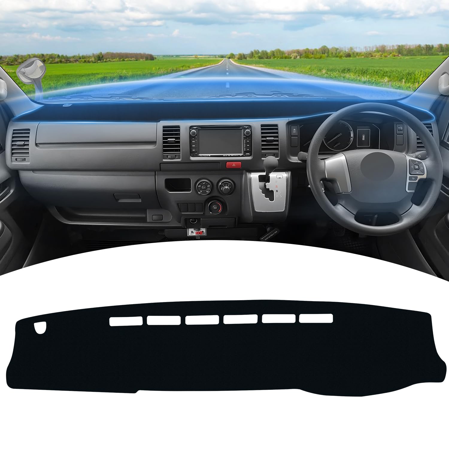 

GIMUYA Toyota Hiace 200 Series Widebody Dashboard Mat and August 2004 Perfect for interior customization and sun and (Models 1, 2, 3, 4, 5, 6, 7, чёрный