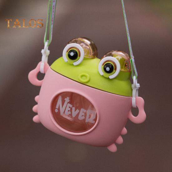 Dziecięca butelka na wodę Krab ze słomką i paskiem, kreskówkowy kubek do picia, dzbanek dla chłopców i dziewczynek, pojemność 600 ml, butelka na wodę do aktywności na świeżym powietrzu i do szkoły