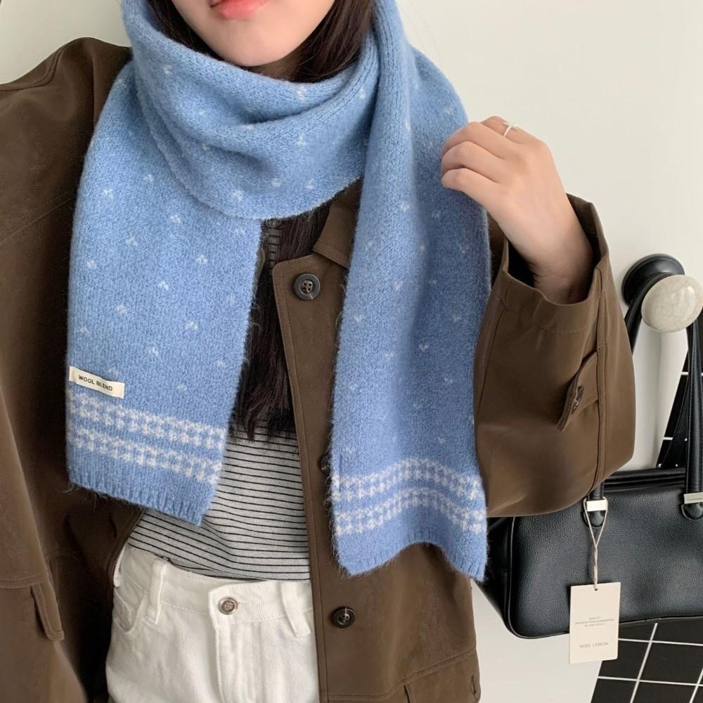 Korean Style Knitted Scarf Retro Winter Scarf Sweet Ladies Wool Scarf