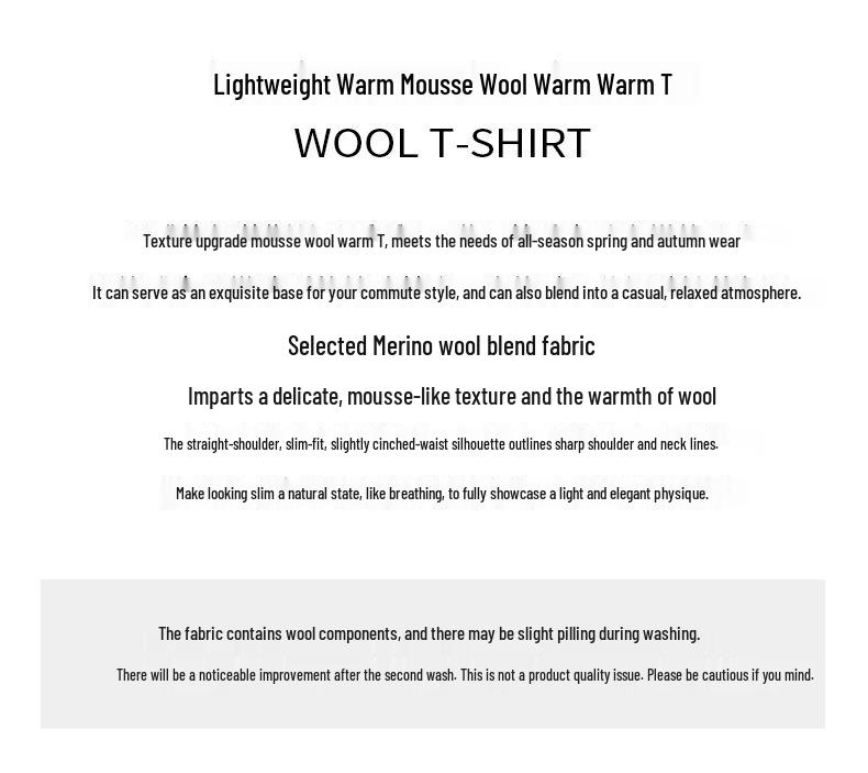 Women's Spring 2026 Round Neck Base Layer Shirt - White, Wool Blend, Skin-Friendly, Long Sleeve Warm Top