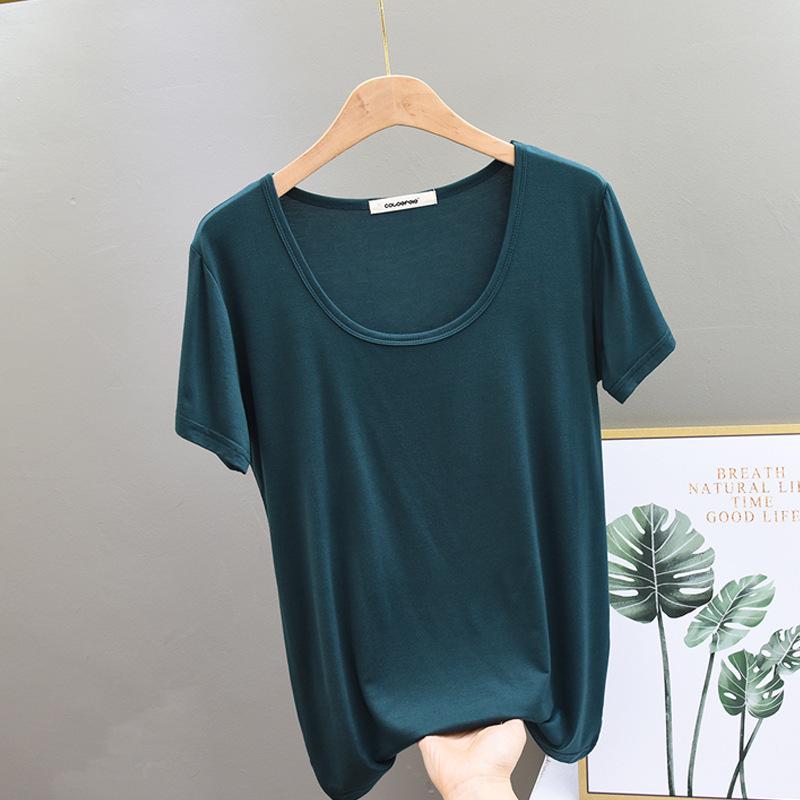 Women's Korean Style Slimming Modal Short Sleeve Top - Summer Fashion Round Neck Tee