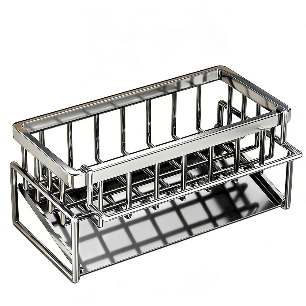 Stainless Steel Sink Drying Rack Multifunctional Large Capacity Sponge Drain Shelf Space Saving Kitchen Sink Organizer Bathroom