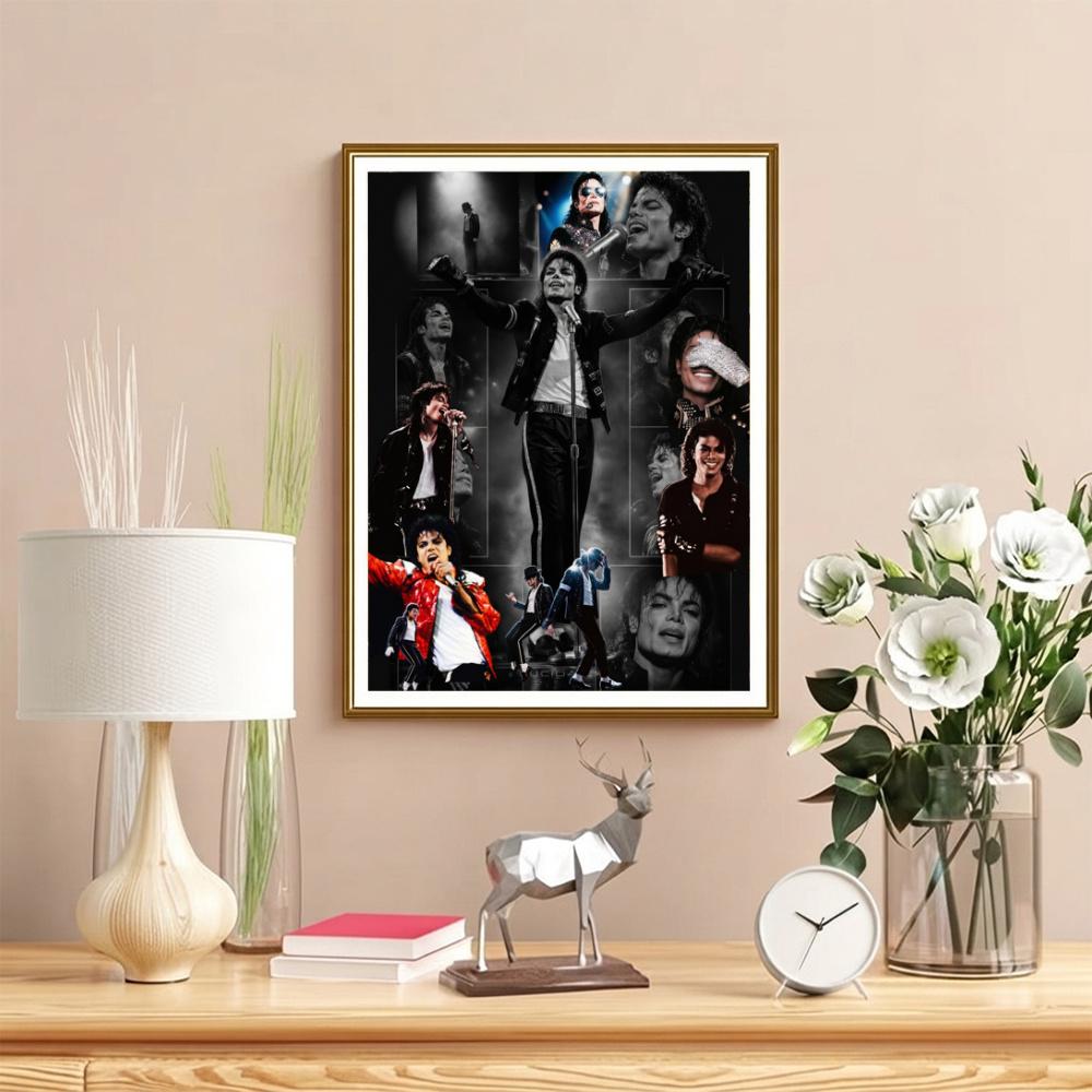 Michael Jackson Retro Dance Tribute 5D Round Diamond Painting Kit Diamond Embroidery Painting Rhinestones Mosaic Frameless Handwork Decoration Arts