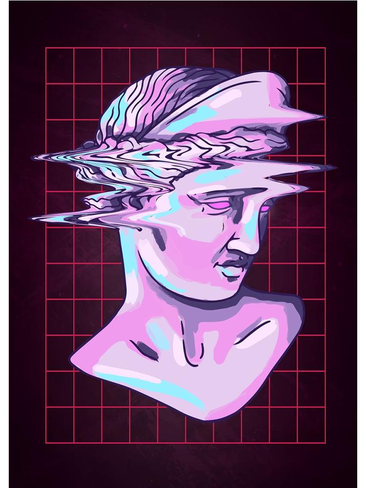 Neon Effect Vaporwave Glitch Sculpture Posters Print Canvas Painting Abstract Wall Art Picture For Modern Living Room Home Decor