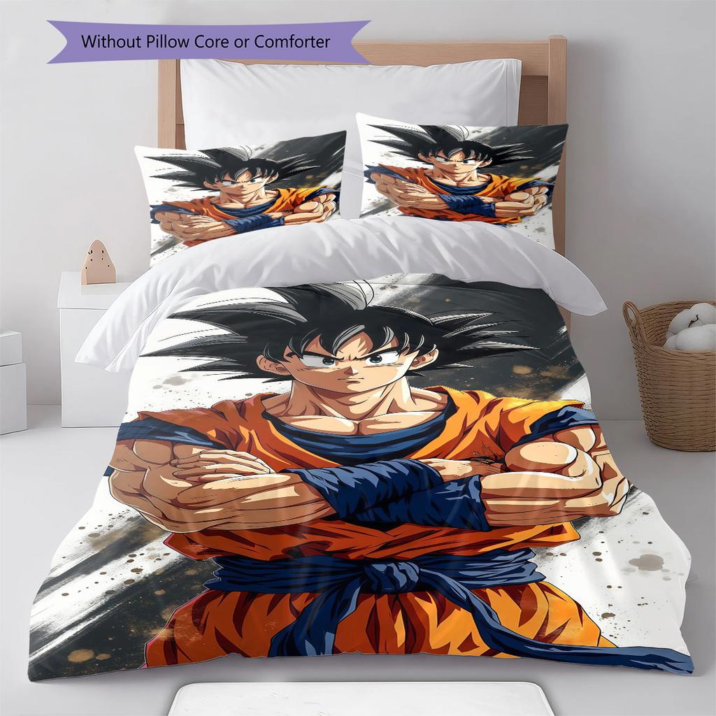 Biancheria da letto con motivo Son Goku, Set piumone Copripiumone Federa Regalo di compleanno per la casa (1 * copripiumino + 2 * federa, senza nucleo)
