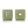 10Pcs 12mm Sage Silicone Alphabet Letter Beads 26 English Letter Baby Name Beads Teething Pacifier Chain Silicone Baby Teether