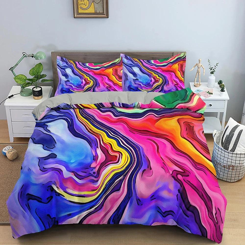 3D Print Colorful Pattern Comfortable Duvet Quilt Cover Pillowcase Bedding Set Children Bedroom Decoration Home Textile