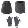 Knitted hat, men's winter velvet thickened gloves, hat, scarf, three-piece set, outdoor cycling wool, knitted hat