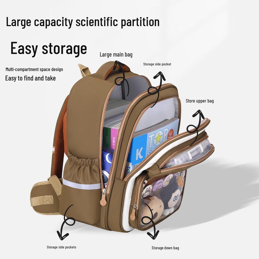 New La Bu Bu Backpack for Primary Students: Spine Protection, Lightweight, Cute Design for Boys & Girls (Grades 1-6)