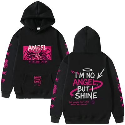 2026  Angel Dust Hoodie HazbinHotel Harajuku Anime Pullovers Demoncore Unisex Streetwear Cute Edgy Imp Gift for Fan Streetwear Clothes